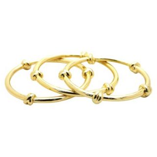 Womens Three Piece Bangle Bracelets with Knot Shaped Stations   Gold