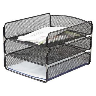 Safco Steel Mesh Desk Tray with Three Compartments, Letter   Black