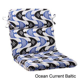 Pillow Perfect Ocean Current Polyester Rounded Outdoor Chair Cushion