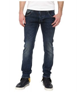 Armani Jeans Slim Fit Low Waist Bleached Denim Mens Jeans (Blue)