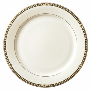 Syracuse China 11.37 in Dinner Plate w/ Baroque Pattern & International Shape, Bone China Body
