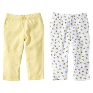 Burts Bees Baby Newborn Girls 2 Pack Solid/Print Pants   Sunshine 3 6 M