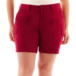 St. Johns Bay Utility Cargo Shorts   Plus, Red, Womens