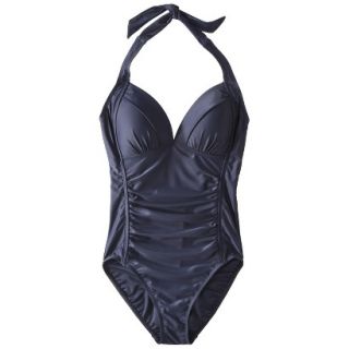 Merona Womens Halter 1 Piece Swimsuit  Navy M