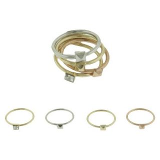 Womens Four Piece Ring Set with Square Stones and Pyramid Castings  