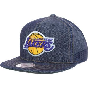 Los Angeles Lakers Mitchell and Ness NBA Denim Trucker Hat