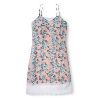 Xhilaration Juniors Printed Slip Dress with Lace Trim   Floral XS(1)