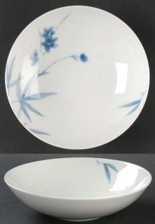 Calvin Klein Birch (Floral & Blue Band) Coupe Soup Bowl, Fine China Dinnerware  