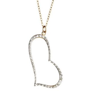 Sterling Silver Heart Pendant Necklace with Diamond Accents   Yellow