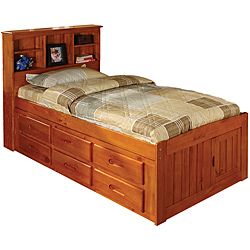 American Furniture Classics Honey Bookcase 6 drawer Twin size Bed Tan Size Twin