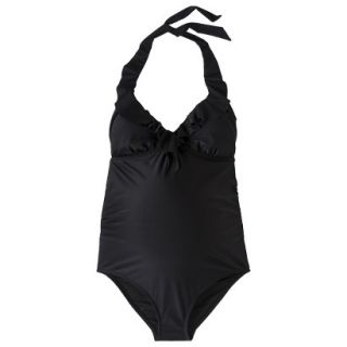 Liz Lange for Target Maternity Halter Ruffle V Neck 1 pc. Swimsuit   Black L