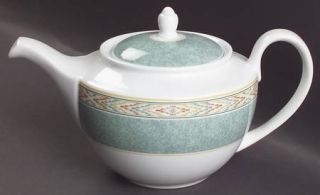 Wedgwood Aztec Teapot & Lid, Fine China Dinnerware   Home Collection,Green Band,
