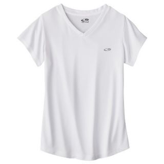 C9 by Champion Girls Duo Dry Short Sleeve V  Neck Tech Tee   White L
