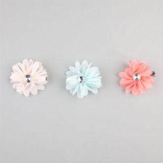 3 Piece Chiffon Flower Hair Clips Multi One Size For Women 242867957
