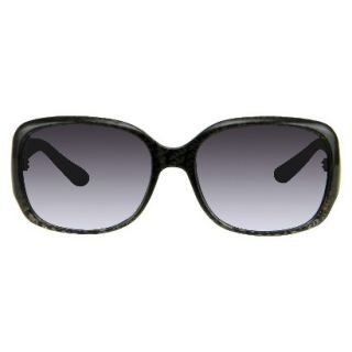 Womens Rectangle Sunglasses with Print Detail   Black