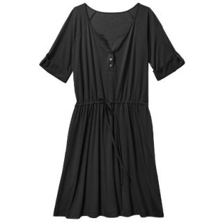 Merona Womens Plus Size 3/4 Sleeve Tie Waist Dress   Black 4