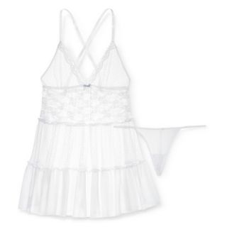 Gilligan & OMalley Womens Lace Unlined Babydoll   White XS