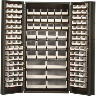 Quantum Storage Cabinet With 132 Bins   36 Inch x 24 Inch x 72 Inch Size, Ivory