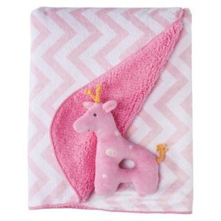 Just One You Made by Carters Pink 2 Ply Blanket with Giraffe Rattle