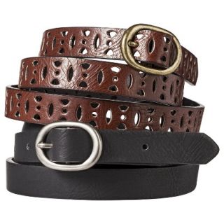 Mossimo Supply Co. Two Pack Skinny Belt   Black/Brown XS