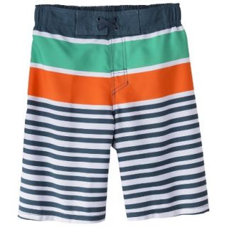 Boys Striped Swim Trunk   Navy/Orange S