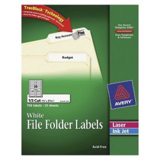 Avery Laser/Inkjet Permanent Self Adhesive File Folder Labels   White (750 Per