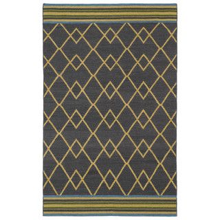 Flatweave Tribeca Ziggy Charcoal Wool Rug (8 X 10)