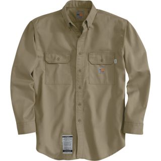 Carhartt Flame Resistant Twill Shirt with Pocket Flap   Khaki, Large, Tall