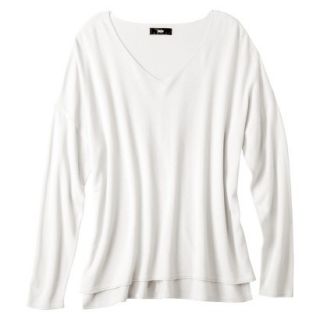 Mossimo Womens Plus Size V Neck Pullover Sweater   White 1