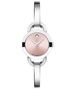 Movado Rondiro Mini Stainless Steel Bangle Bracelet Watch/Pink   Silver Pink