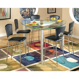 Triangular Glass Top Frosted Center Pub Table