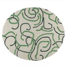 Hand tufted Busy Green Wool Rug (66 Round)