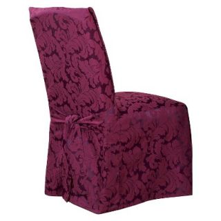 Sure Fit Scroll Long Dining Room Chair Slipcover   Burgundy