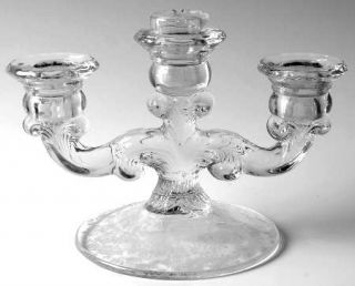 Cambridge Rose Point Clear 3 Lt Candlestick W/No Bobeches Or Prisms   Stem 3121,