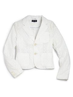 Ralph Lauren Girls Embroidered Eyelet Jacket   White