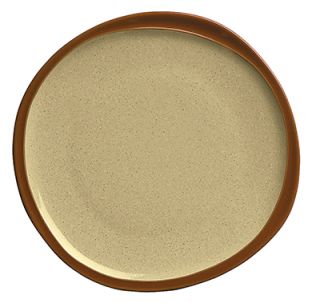 Syracuse China Plate w/ Organic Shape & Narrow Rim, Terracotta Clay, Pine, 9x1 in