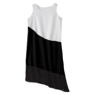 Mossimo Womens Asymmetrical Midi Dress   White/Black XXL