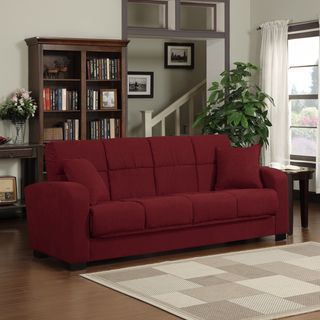 Portfolio Portfolio Turco Convert a couch?? Crimson Red Microfiber Futon Sofa Sleeper Red Size Full