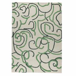 Hand tufted Busy Green Abstract Wool Rug (56 X 710)
