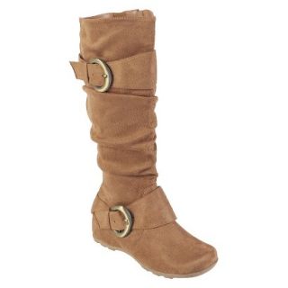 Journee Collection Womens Buckle Accent Mid calf Boots Camel  7.5