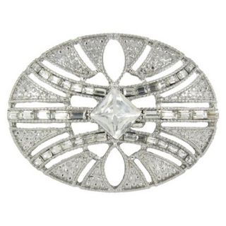Crystal Baguettes Oval Pin   Clear