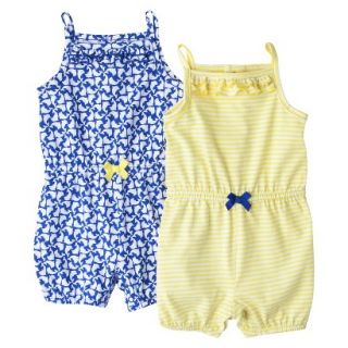 Just One YouMade by Carters Newborn Girls 2 Pack Romper Set   Blue/Yellow 3 M