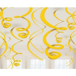 Yellow Plastic Swirl Decorations (12)