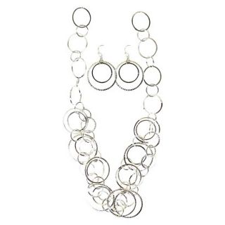Hoops Earrings and Hoops Necklace Set   Silver