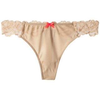 Gilligan & OMalley Womens Micro With Lace Back Thong   Mochachino S