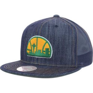 Seattle SuperSonics Mitchell and Ness NBA Denim Trucker Hat