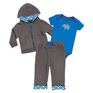 Yoga Sprout Newborn Boys Bodysuit and Pant Set   Grey/Blue 6 9 M