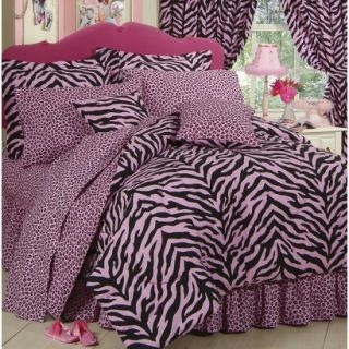 Zebra Print Bed in a Bag   Pink/Black Full