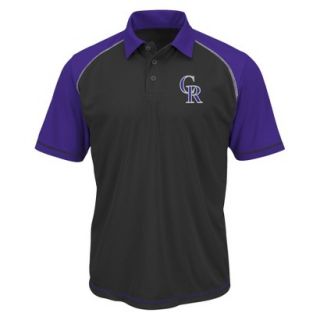 MLB Mens Colorado Rockies Synthetic Polo T Shirt   Black/Purple (M)
