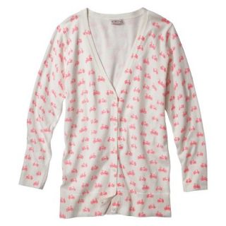 Merona Petites 3/4 Sleeve V Neck Cardigan Sweater   Pink Print SP